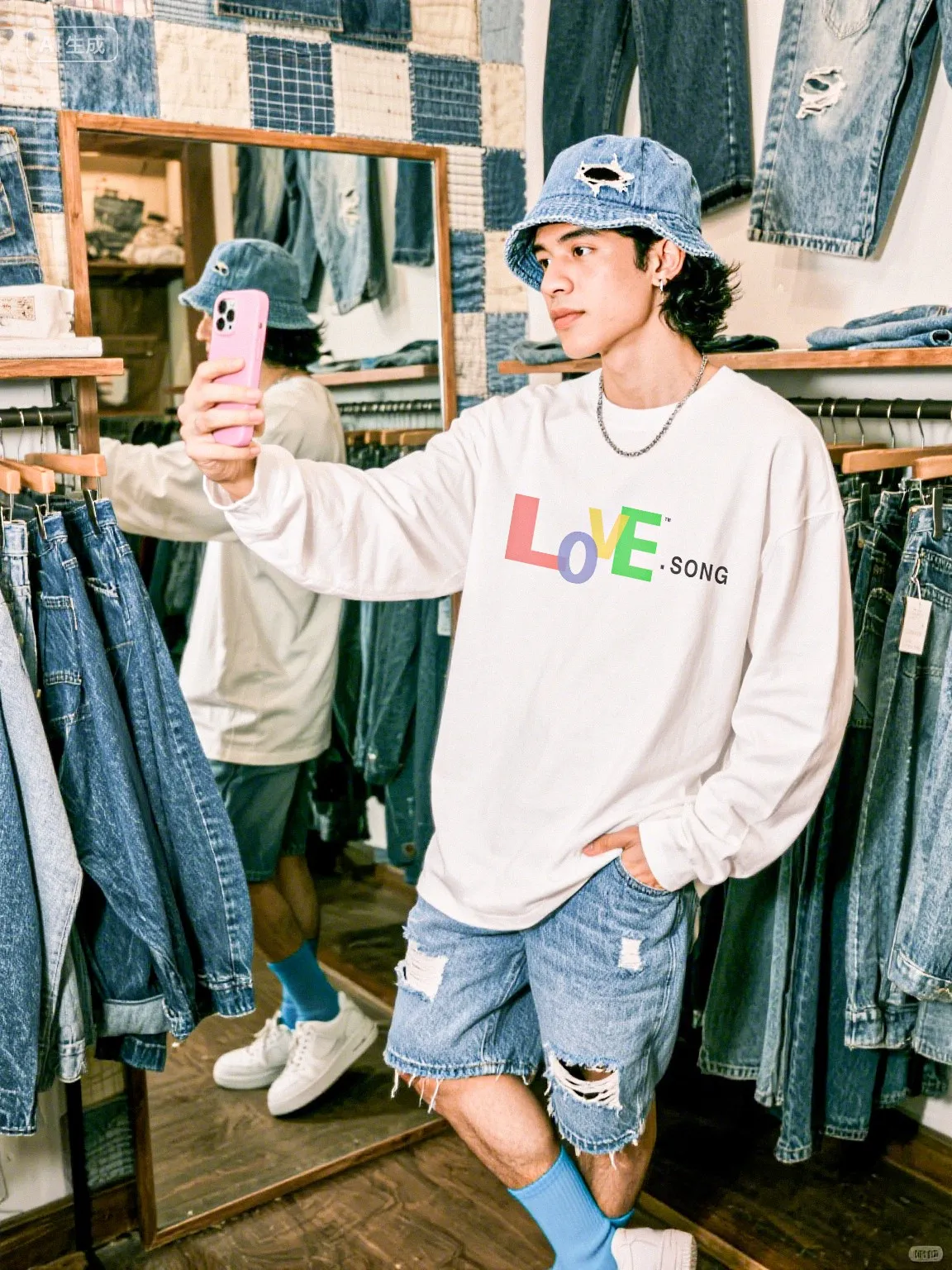 #SA81 SAINT pure cotton long-sleeved T P150 Color: White Size: S-XL